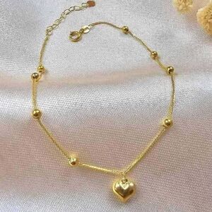 💯 Pure Gold 18k Bracelet Solid With Heart  Whole Charms 7 Inch Size Pawnable